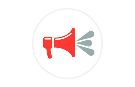 Icon: stilisiertes Megafon in Orange, Symbol für Aktuelles