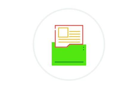 Grüne Mappe mit Dokument darin